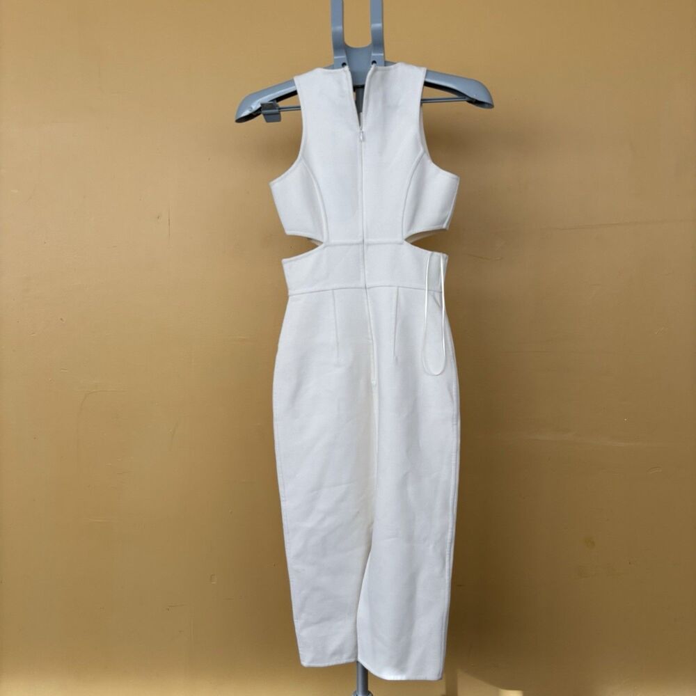 Michael Kors Collection Wool Sheath Dress White Cutout Italy Womens 0 XS - Picture 12 of 14
